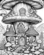 Placeholder: full Mushroom houses Coloring Book for Adults and Kids, Instant Download, Grayscale Coloring Book