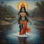 Placeholder: An oil painting of godess Kali crossing a lake