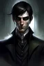 Placeholder: the dark butler, young elf with dark hair, dark clothes, shadow magic, expressive eyes
