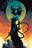 Placeholder: create a ethereal, otherworldly seductive ancient female succubus , in the comic book art style of Mike Mignola, Bill Sienkiewicz, and Jean Giraud Moebius, with highly detailed and sharply defined feminine facial features , finely penciled and inked , dramatic natural lighting