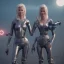 Placeholder: Ultra Realistic retro sci-fi movie scene, waist up view portrait, blonde woman pointing a gun, sweet young Claudia Schiffer face, perfect iris, glow eyes, makeup, weapon. Drones background, Retro sci-fi style, helmet, tight latex coat, fog, rain, soft color, highly detailed, unreal engine 5, ray tracing, RTX, lumen lighting, ultra detail, volumetric lighting, 3d, finely drawn, high definition, high resolution.