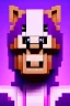 Placeholder: a portrait of a purple square face, Minecraft look, cute, farmer look, 2d, large pixel style