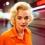 Placeholder: Marilyn monroe in a orange shirt, long shutter speed photograph