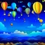 Placeholder: birthday party in the sky at night, on the clouds, with colorful light bulbs, garlands, pennants, balloons, confetti, party spirit, music, the stars shine and dance, paul klee style