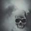 Placeholder: abstract photographic camera mixed with skull in dirty style. fog and smoke in atmosphere. bokeh, lens flare. Dark mood. Dripping paint. oil on canvas, mixed media, high detailed.