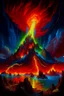 Placeholder: fire, lightning, wind, rain, volcanic lava, fireworks, explosions, multicolored neon lights, KISS in the art style of Boris Vallejo, oil paint on canvas, 32k UHD, hyper realistic, photorealistic, realistic, life-like, extremely detailed, extremely colorful, sharp beautiful professional quality,