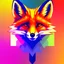 Placeholder: Colorful american fox vector, neon colors, full body, vibrant, 2d, 3/4 angle