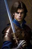 Placeholder: european brown hair young adult royal guard swordsman with rapier