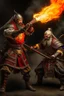 Placeholder: a viking figthing a samurai. both wield a flamethrower more realitic