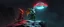 Placeholder: volume fog light, hyper real close up on rock ant cricket duck dragon priest gremlin man general with hi tech transcendent weapon arsenal from hell, guarding bridge up to space saucer neon plastic transparent
