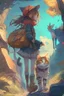 Placeholder: a girl and Cat on an Adventure, 4k, full detail, high resolution, digital art, anime, b