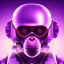 Placeholder: A beautiful portrait of a cyborg monkey purple neon color scheme, high key lighting, volumetric light high details psychedelic background