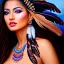 Placeholder: Ultra detailed fullbody Portrait in oil on canvas of beautiful busty female Apache with feathers,extremely detailed digital painting,ultrarealistic skin,intense stare, extremely detailed face, crystal clear eyes, mystical colors ,perfectly centered image, perfect composition, rim light, beautiful lighting,masterpiece ,8k, stunning scene, raytracing, anatomically correct, in the style of Simon Bisley and uncannyknack and Ohrai Noriyoshi and robert e howard and Steve Jung.