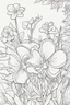 Placeholder: flowers coloring page for kids, periwinkle, cartoon style, thick outline, low details, no shading, no color