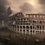 Placeholder: Intricately detailed view of a post-apocalyptic dexaying Roman Colloseum, matte painting, digital art, dark fantasy style, hyperdetailed, complementary colors