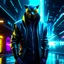 Placeholder: catman rebel retro futuristic cyberpunk