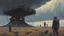 Placeholder: Dark army, science fiction painting, Denis Sarazhin, Alex Colville, Simon Stalenhag, ominous sky