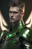 Placeholder: photorealistic white male handsome, hyperdetailed painting, luminism, Bar lighting, complex, dark green miltary armor, 4k resolution concept art, Artgerm, WLOP, Alphonse Mucha, 3d render, octane render, intricately detailed, cinematic, awesome full color, hand drawn, dark, gritty, cinematic