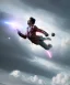 Placeholder: Ultra realistic speed clouds sky scene, wide angle view, strong men falling down with many Childs, circus clothing style, feather color clothing, free jumping flying, many trinkets, hair monster, many jelly beans, balls, color smoke, smile, happy, extreme, wind, clouds sea, 20,000 feet altitude, stratosphere, soft color, highly detailed, unreal engine 5, ray tracing, RTX, lumen lighting, ultra detail, volumetric lighting, 3d, finely drawn, high definition, high resolution.