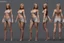 Placeholder: Female character full anatomy Proportions including front, side, and back model sheet .stylized animation character 8k Art station. stylized realistic style character vray render .smooth skin.