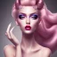 Placeholder: a princess wearing a lot of makeup and painted nails, with pink lipstick,with a blund nic hairstyle dramatic, dramatic lighting, volumetric lighting, hyperrealism, 8k, high quality, photorealistic, lot of details