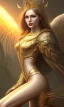 Placeholder: Female angel with beautiful perfect face big wings and golden crown floating above the ground in the dark enviroment, anatomically correct, michelangelo style, detailed, world of warcraft style, dark forest, trees, painting, brush strokes, 8k, dark forest in the background, epic scene, epic painting