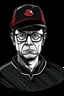 Placeholder: Ilustración vectorial de Gustavo Petro con gorra deportiva camisa colores negro, blanco y rojo, fondo negro