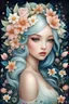 Placeholder: a painting of a woman with flowers in her hair, by Jeremiah Ketner, by Audrey Kawasaki, beautiful fantasy art portrait, by Juliette Wytsman, woman in flowers, by nicoletta ceccoli, beautiful fantasy portrait, by Jeka Kemp, by Melissa Benson, inspired by Jeremiah Ketner, girl in flowers, graphic artist magali villeneuve, anna dittman