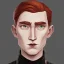 Placeholder: general hux 3/4 view, wearing a black First Order uniform, serious, imposing figure, thick eyebrows, digital art, wearing a black First Order uniform, green eyes, gray background, sepia filter