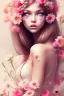 Placeholder: Girl covered by flowers, cute, beautiful