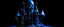 Placeholder: A dark blue haunted castle with spherical ghosts designed in Javanese shadow puppets painted by Pablo Picasso