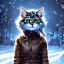 Placeholder: Cyberpunk Portrait of cyborg cat child with brown hair and with cute face, north pole snowy vibe , perfect composition, hyperrealistic, super detailed, 8k, high quality, trending art, trending on artstation, sharp focus, studio photo, intricate details, highly detailed, by greg rutkowski
