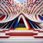 Placeholder: Front view exterior Museum of art in the form of flower petals architecture style Zaha Hadid linear drawing colors red white blue and yellow hyper-detailed 8k