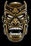 Placeholder: samourai warior head pattern, mouth open, angry face, warrior in black and gold