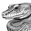 Placeholder: Drawin snake head, black and white color. white background, only white background, clean background, low detailed