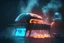 Placeholder: futuristic barbecue with smoke and led