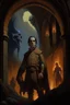 Placeholder: 1970's dark medieval fantasy cover dnd style oil painting of jerry seinfeld with minimalist far perspective.