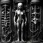 Placeholder: HR Giger's biomechanical art often features dark, erotic, and surreal elements that can be interpreted as having BDSM (bondage, discipline, dominance, submission, sadism, and masochism) undertones. The fusion of organic and mechanical forms in Giger's work can evoke a sense of power dynamics, control, and submission, which are common themes in BDSM. Giger's art, including his famous creation, the biomechanical alien from the "Alien" film series, is known for its sexual and fetishistic imagery.