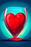 Placeholder: Acrtoon 2d art illustration . Red heart in glass