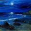 Placeholder: A dark blue gelatinous beach painted by Claude Monet