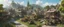 Placeholder: a beautiful surreal sunny countryside market scene with distant hills, many conjoining intricate characterful dwellings & clock-house (designed by Esher & Dali), many paths & walkways & stairways, waterfalls & a waterwheel : ultra high detail, photorealistic, epic cinematic, 8K, Large depth of field
