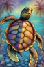 Placeholder: Higly Detailed Iridescent Turtle With Extremely Big Glowing Eyes, On The Beach, Palmtrees, Lively And Playful, Shimmering Swirling Glitter, Strybk Style, Muted Colors, Luminescent, Watercolor Style, Luminism, Soft Background With Swirls, Digital Painting, Highly Detailed, Intricated, Intricated Pose, Clarity, High Quality, Magic Realism, Harmonious Golden Ratio Composition, Burst Of Neutral Colors And Lights, , Watercolor, Trending On Artstation, Sharp Focus, Studio Photo, Intricate Details, Hig