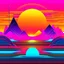 Placeholder: abstract sunset, by Arthur Secunda, geometric vaporwave illustration