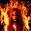 Placeholder: woman made of fire, succubus, fire clothes, full body portrait, long flowing hair, only wearing bikini made of fire, highly detailed, real life photo, photo quality, extremely detailed, high quality, standing in fire, highly detailed face with makeup