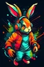 Placeholder: Graffiti style warm colors a cool rabbit with headphones brake dancing