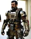 Placeholder: A brave iranian warrior with leather and metal combat clothes robotic metal with Chafee