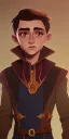 Placeholder: a handsome 9 year old brown haired little warlock kid