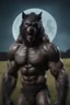 Placeholder: an extremely muscular, and scary looking werewolf in a field, Extreme reality, photorealistic, realistic, lifelike, Absolute reality, Botany, Starry, Moon lit, Retro Pop, Dark Fantasy, Horror, Festive, Realistic - 32k, UHD, professional quality, 8 x 10 digital photograph