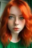 Placeholder: Light skin girl green eyes reddish orange hair small nose