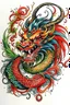 Placeholder: neo traditional chinesse dragon with long lion's mane